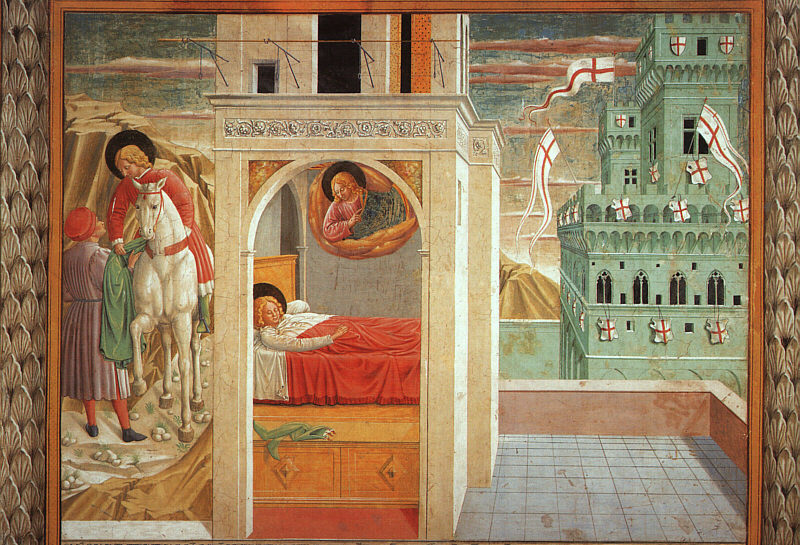 St.Francis Giving Away his Clothes and the Vision of the Church Militant and Triumphant